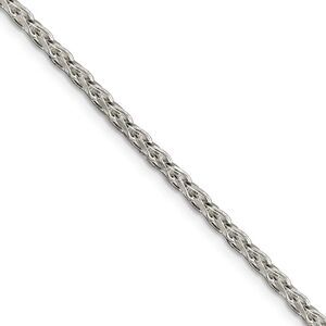 2.75mm Sterling Silver Diamond Cut Solid Spiga Chain Necklace, 22 Inch